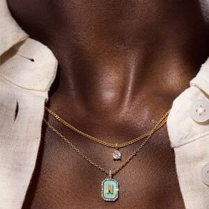 Baublebar Gold & Turquoise Initial "S" Necklace